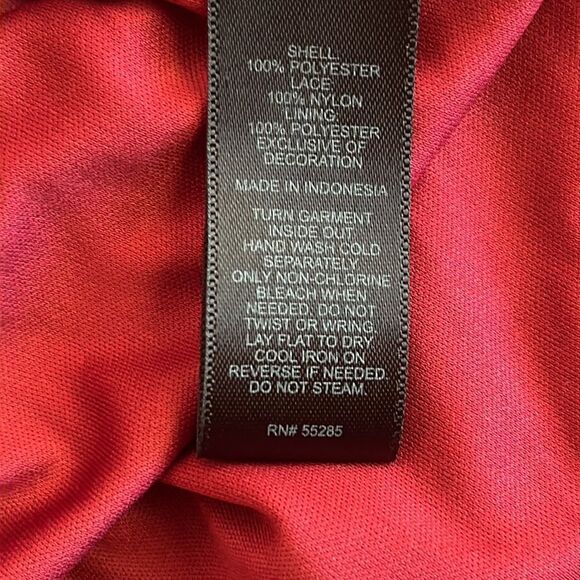 Express Women's Lace Color Block Print Shirt Dress Size Medium Black Red - Picture 11 of 13